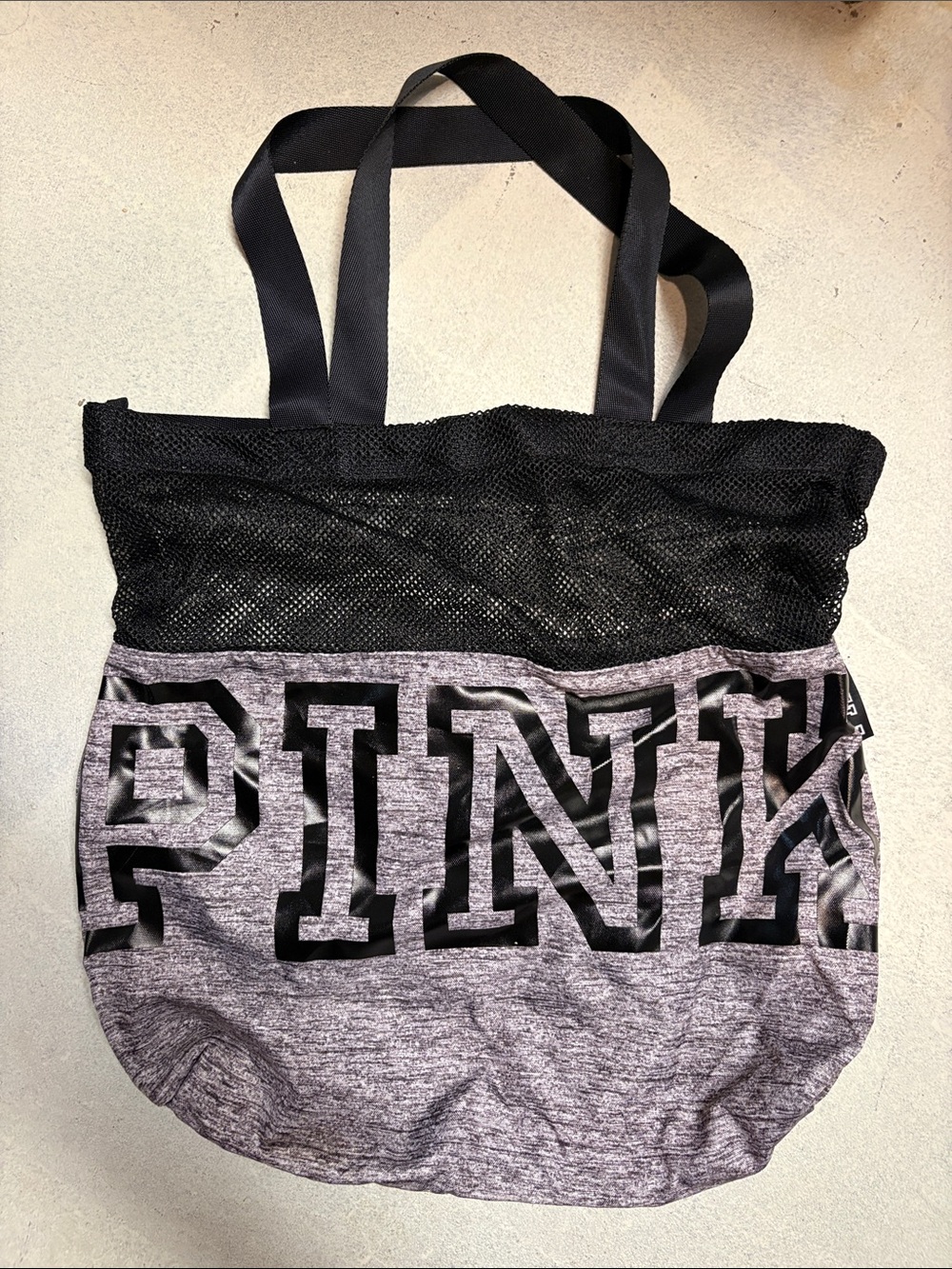 Victoria's Secret PINK Heather Gray & Black Mesh Tote